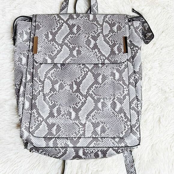 Alfani Krissie Snakeskin Backpack Grey Faux Leather - Picture 1 of 5